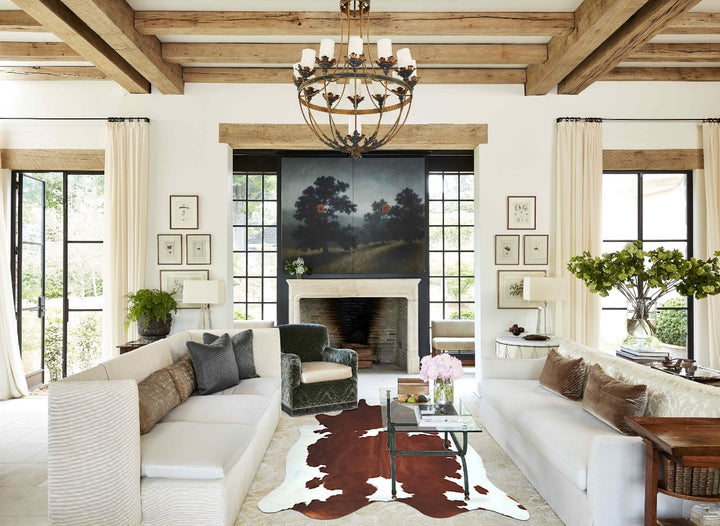 Brown and White XX-Large Brazilian Cowhide Rug 7'7"H x 7'0"W #A42851 by Hudson Hides