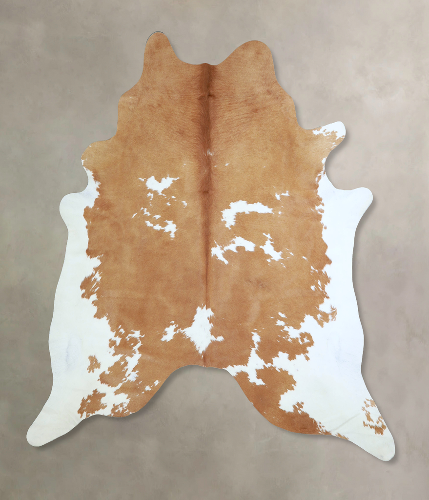 Beige and White XX-Large Brazilian Cowhide Rug 7'9"H x 7'0"W #A42854 by Hudson Hides
