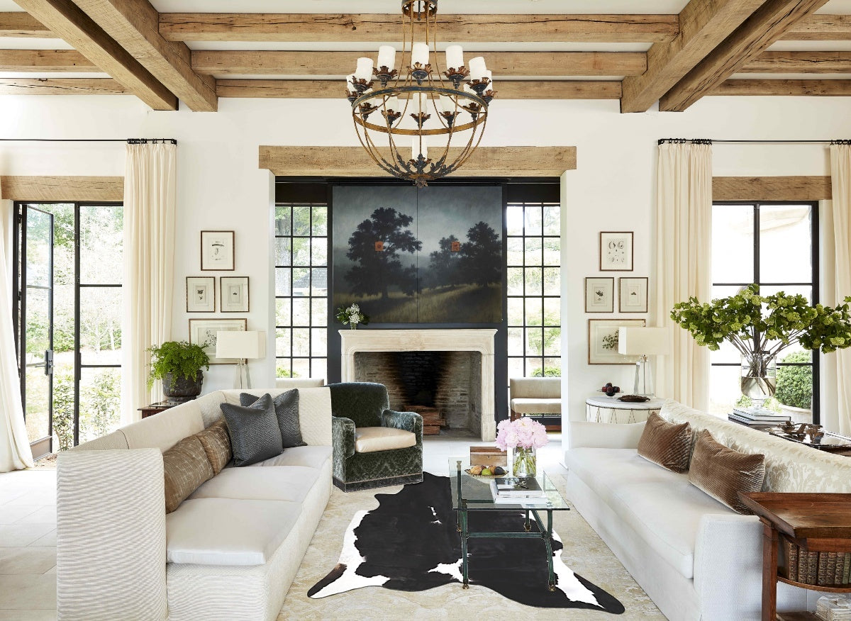 Black and White X-Large Brazilian Cowhide Rug 7'3"H x 6'2"W #A42867 by Hudson Hides