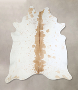 Beige and White XX-Large Brazilian Cowhide Rug 8'1"H x 7'3"W #A42871 by Hudson Hides
