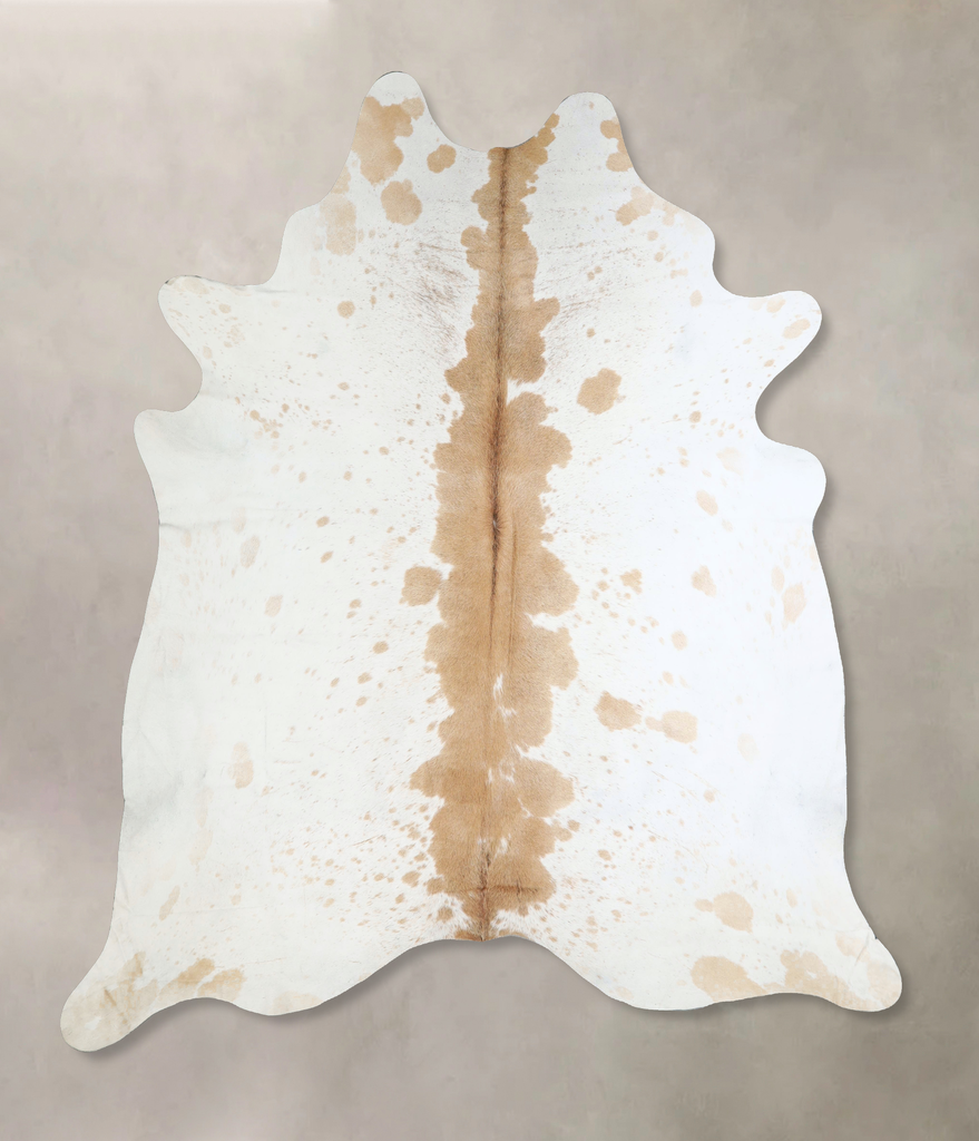 Beige and White XX-Large Brazilian Cowhide Rug 8'1"H x 7'3"W #A42871 by Hudson Hides