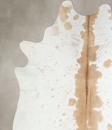 Beige and White XX-Large Brazilian Cowhide Rug 8'1"H x 7'3"W #A42871 by Hudson Hides