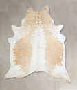 Beige and White XX-Large Brazilian Cowhide Rug 7'11"H x 6'11"W #A42872 by Hudson Hides