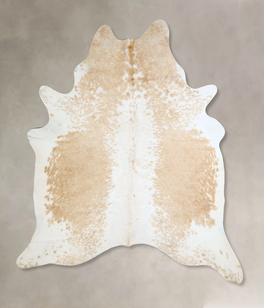 Beige and White XX-Large Brazilian Cowhide Rug 7'11"H x 6'11"W #A42872 by Hudson Hides