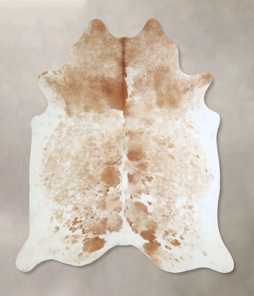 Beige and White XX-Large Brazilian Cowhide Rug 7'5"H x 6'11"W #A42873 by Hudson Hides