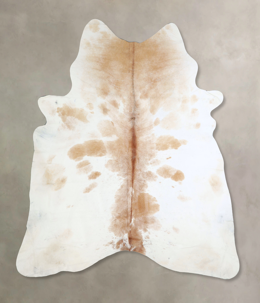 Beige and White XX-Large Brazilian Cowhide Rug 8'0"H x 7'0"W #A42874 by Hudson Hides