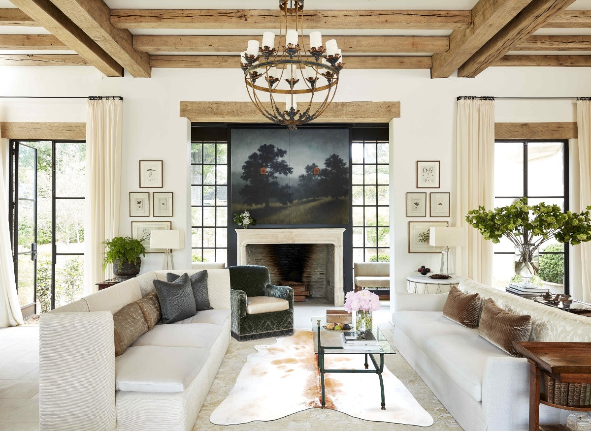 Beige and White XX-Large Brazilian Cowhide Rug 8'0"H x 7'0"W #A42874 by Hudson Hides