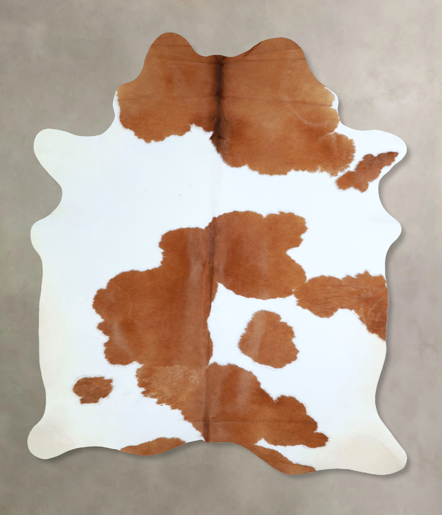 Brown and White Large Brazilian Cowhide Rug 7'2"H x 5'4"W #A42876 by Hudson Hides