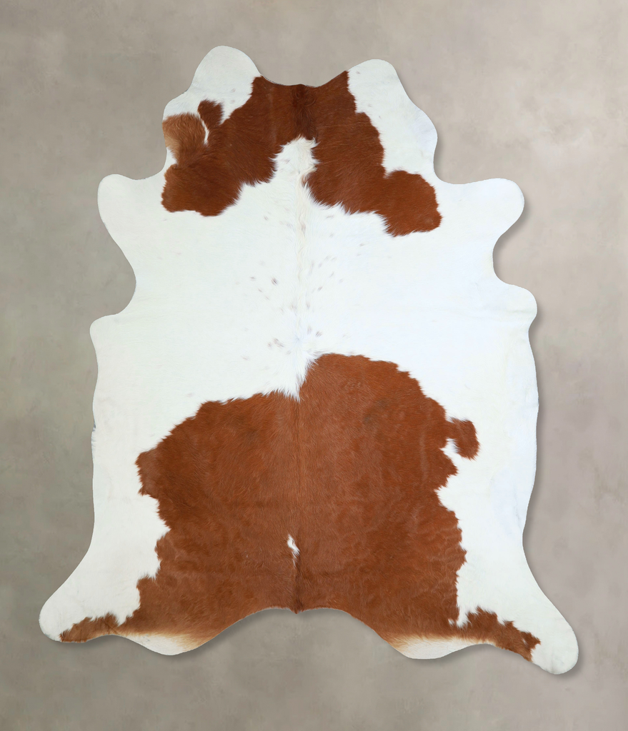 Brown and White XX-Large Brazilian Cowhide Rug 7'8"H x 6'10"W #A42877 by Hudson Hides