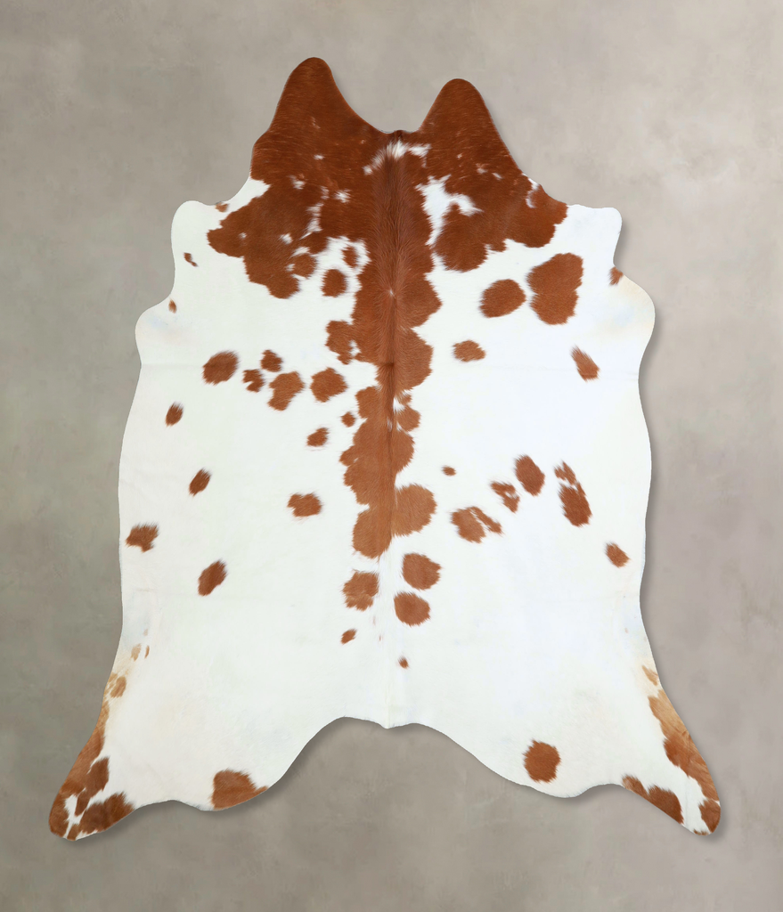 Brown and White X-Large Brazilian Cowhide Rug 7'1"H x 7'1"W #A42878 by Hudson Hides