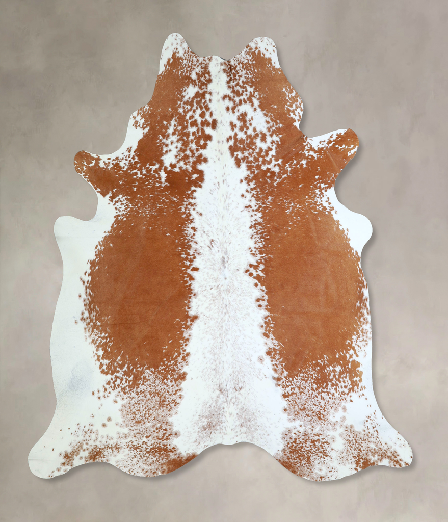Brown and White X-Large Brazilian Cowhide Rug 7'1"H x 6'10"W #A42879 by Hudson Hides