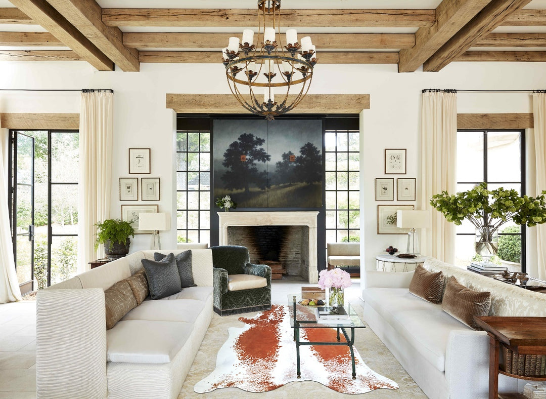 Brown and White X-Large Brazilian Cowhide Rug 7'1"H x 6'10"W #A42879 b