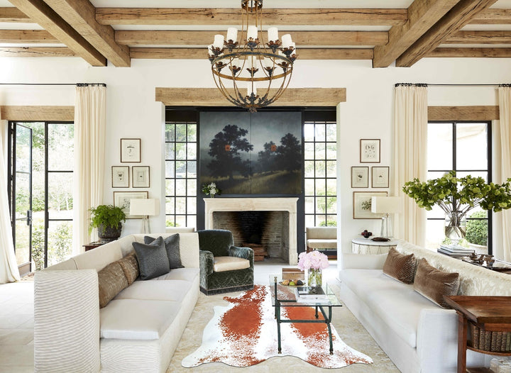 Brown and White X-Large Brazilian Cowhide Rug 7'1"H x 6'10"W #A42879 by Hudson Hides