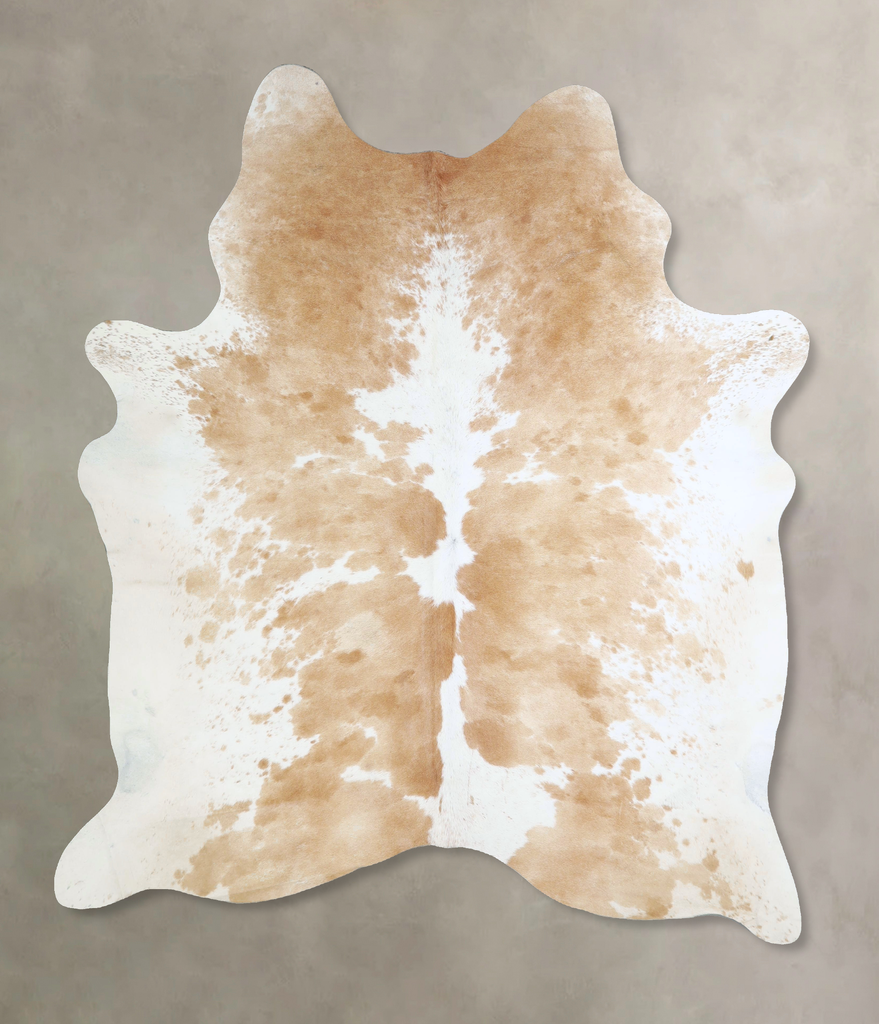 Beige and White X-Large Brazilian Cowhide Rug 7'0"H x 5'11"W #A42886 by Hudson Hides