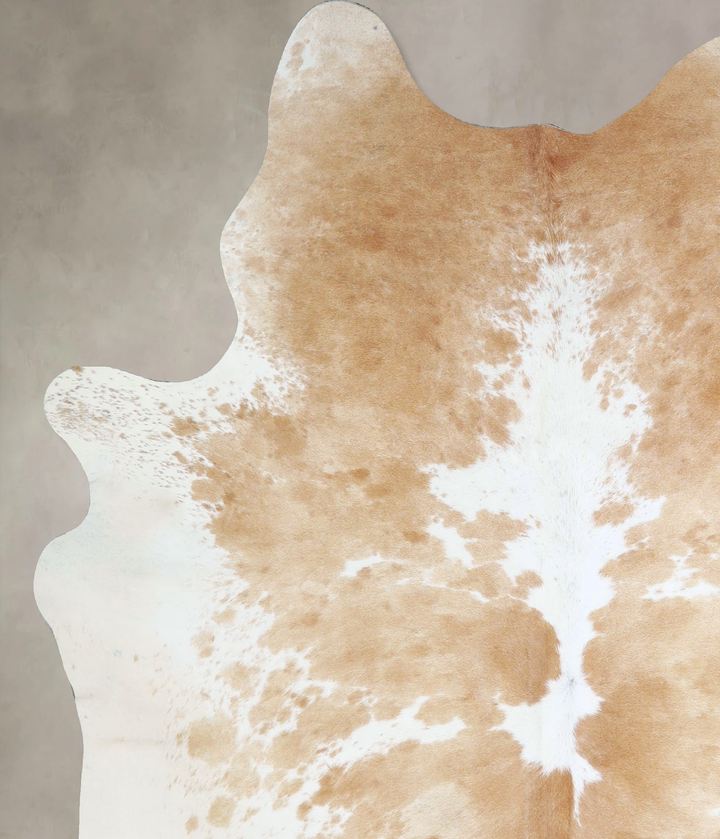Beige and White X-Large Brazilian Cowhide Rug 7'0"H x 5'11"W #A42886 by Hudson Hides