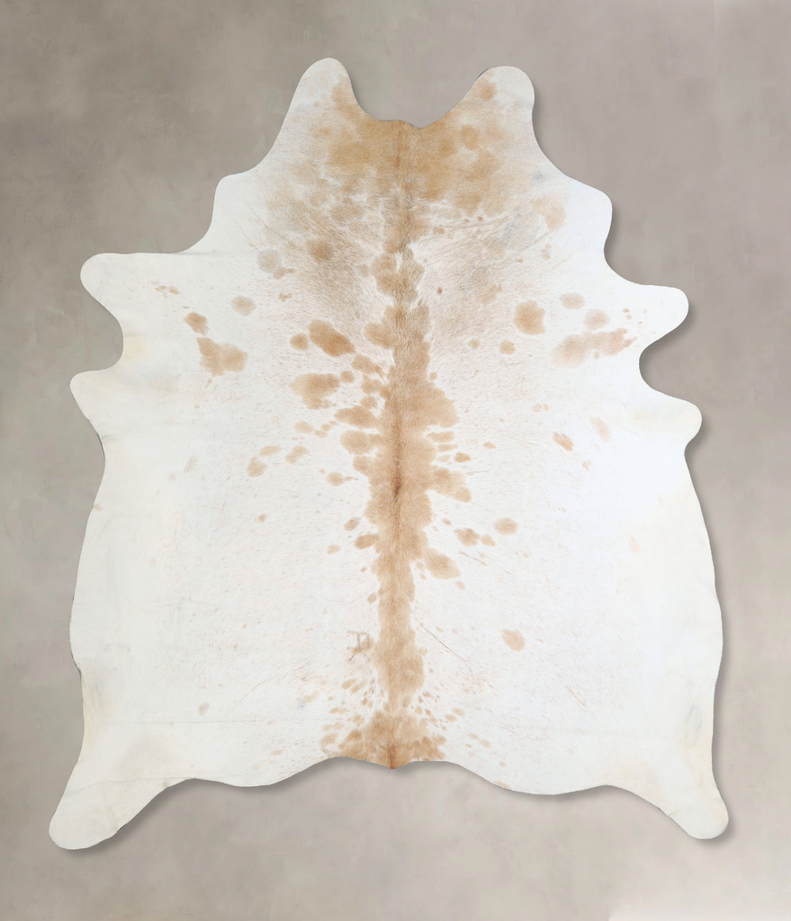 Beige and White XX-Large Brazilian Cowhide Rug 8'0"H x 6'9"W #A42888 by Hudson Hides