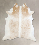 Beige and White X-Large Brazilian Cowhide Rug 7'1"H x 6'5"W #A42889 by Hudson Hides