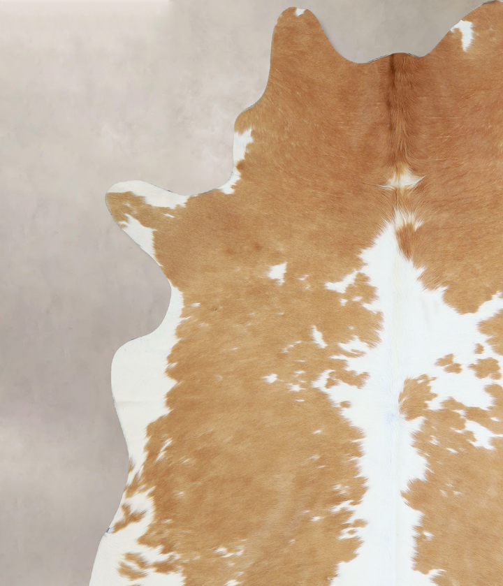 Beige and White X-Large Brazilian Cowhide Rug 7'3"H x 6'5"W #A42890 by Hudson Hides