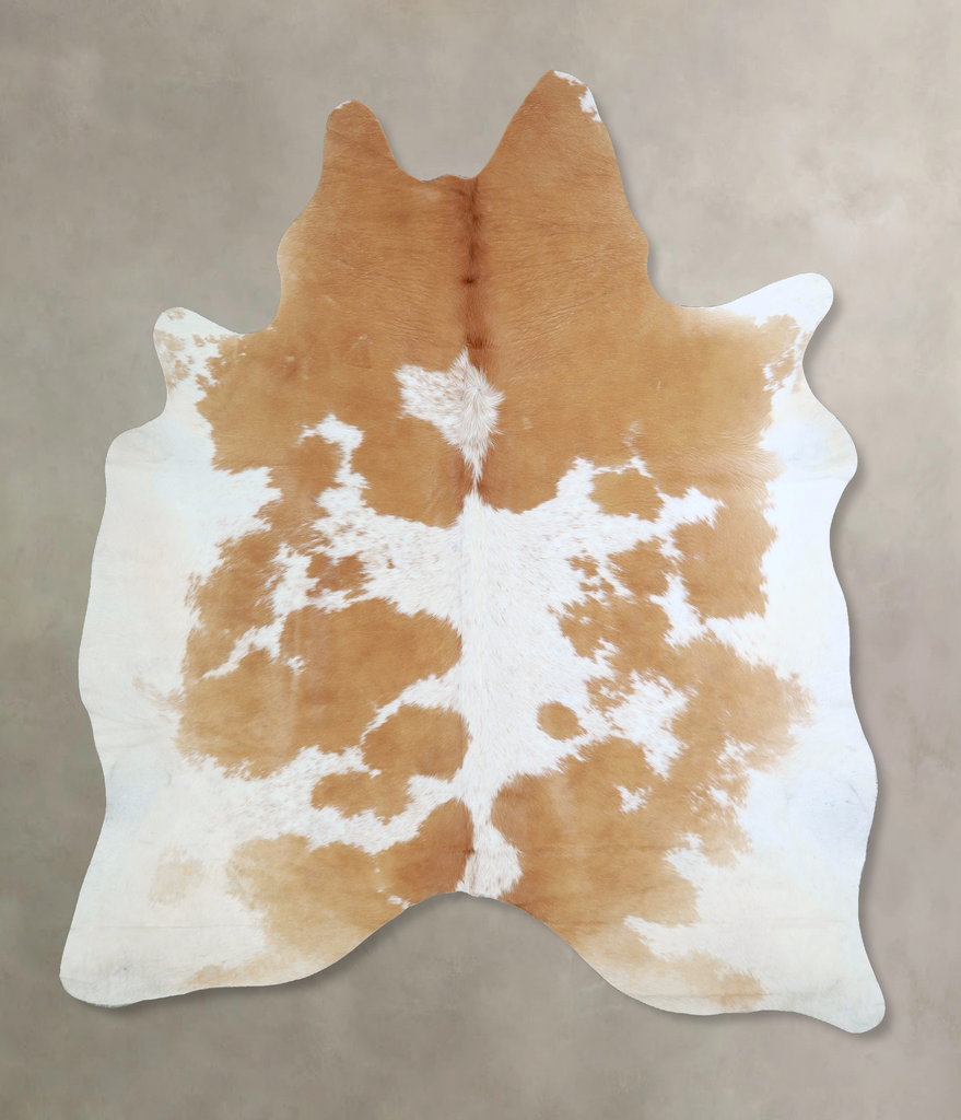 Beige and White XX-Large Brazilian Cowhide Rug 7'10"H x 6'10"W #A42891 by Hudson Hides