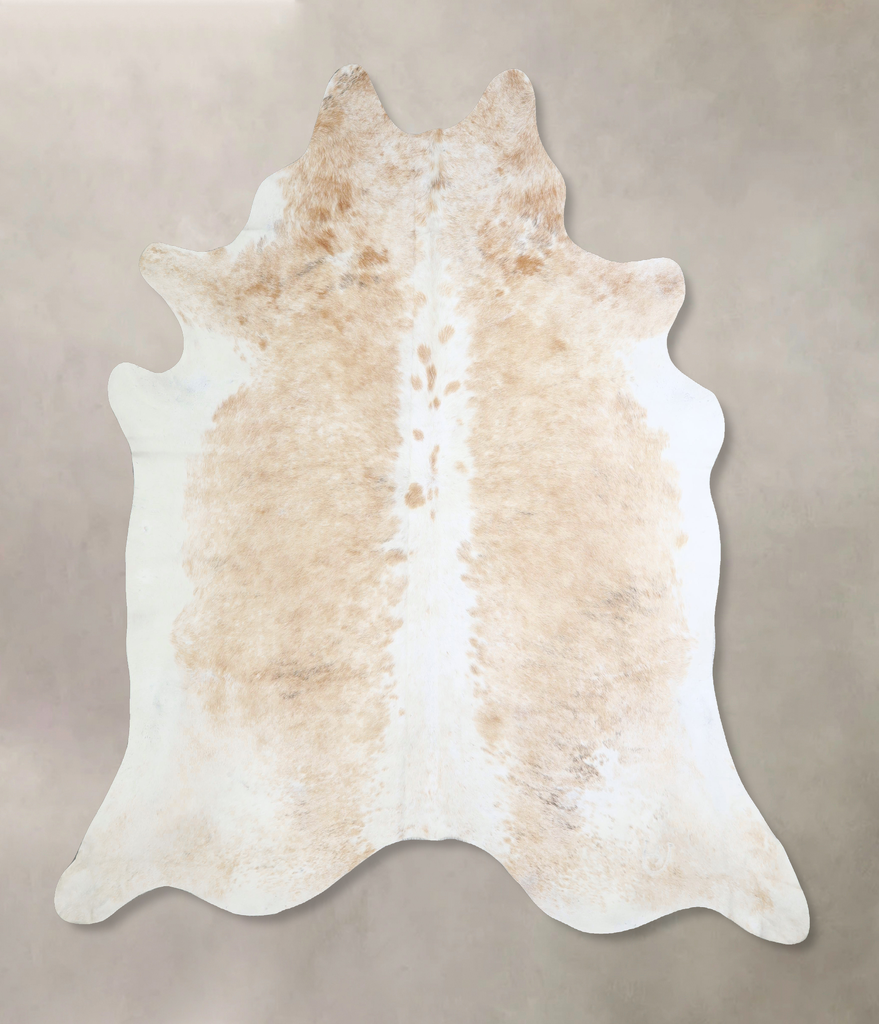 Beige and White XX-Large Brazilian Cowhide Rug 7'8"H x 7'4"W #A42892 by Hudson Hides