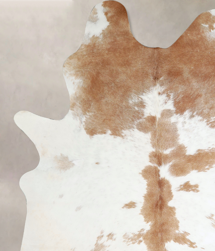 Beige and White X-Large Brazilian Cowhide Rug 7'8"H x 6'2"W #A42895 by Hudson Hides