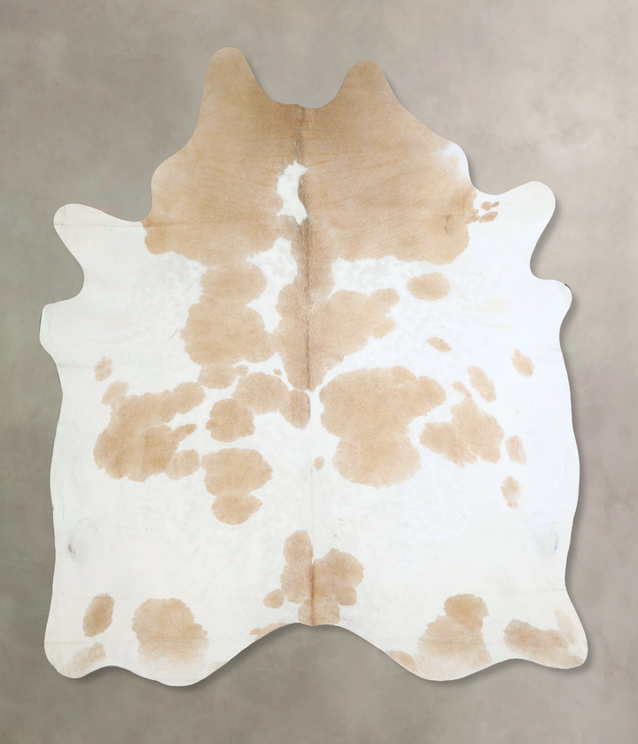 Beige and White XX-Large Brazilian Cowhide Rug 7'8"H x 6'7"W #A42896 by Hudson Hides
