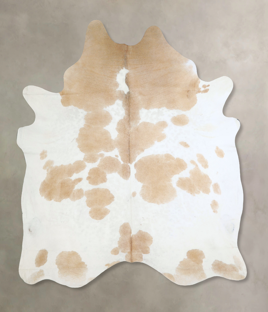 Beige and White XX-Large Brazilian Cowhide Rug 7'8"H x 6'7"W #A42896 by Hudson Hides