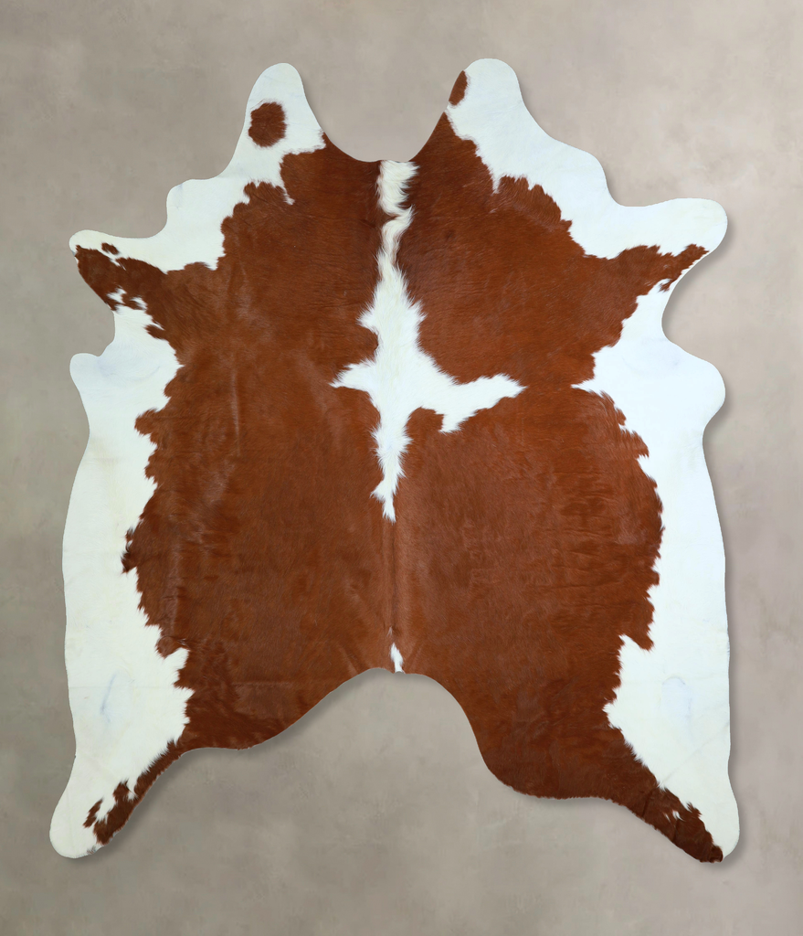 Brown and White XX-Large Brazilian Cowhide Rug 8'0"H x 6'10"W #A42904 by Hudson Hides