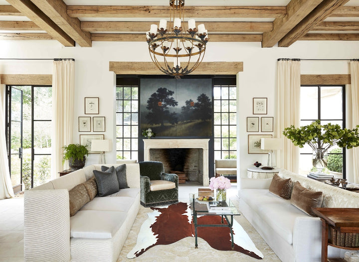Brown and White XX-Large Brazilian Cowhide Rug 8'0"H x 6'10"W #A42904 by Hudson Hides