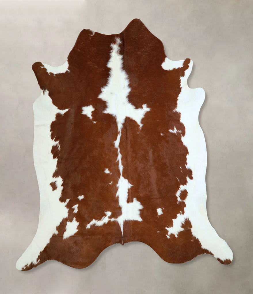 Brown and White X-Large Brazilian Cowhide Rug 7'0"H x 7'1"W #A42906 by Hudson Hides