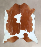 Brown and White X-Large Brazilian Cowhide Rug 7'1"H x 6'9"W #A42907 by Hudson Hides