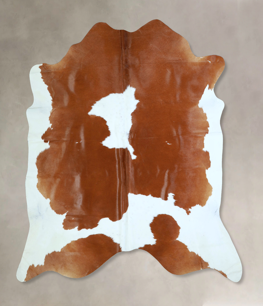 Brown and White X-Large Brazilian Cowhide Rug 7'1"H x 6'9"W #A42907 by Hudson Hides