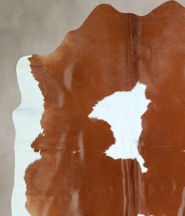 Brown and White X-Large Brazilian Cowhide Rug 7'1"H x 6'9"W #A42907 by Hudson Hides
