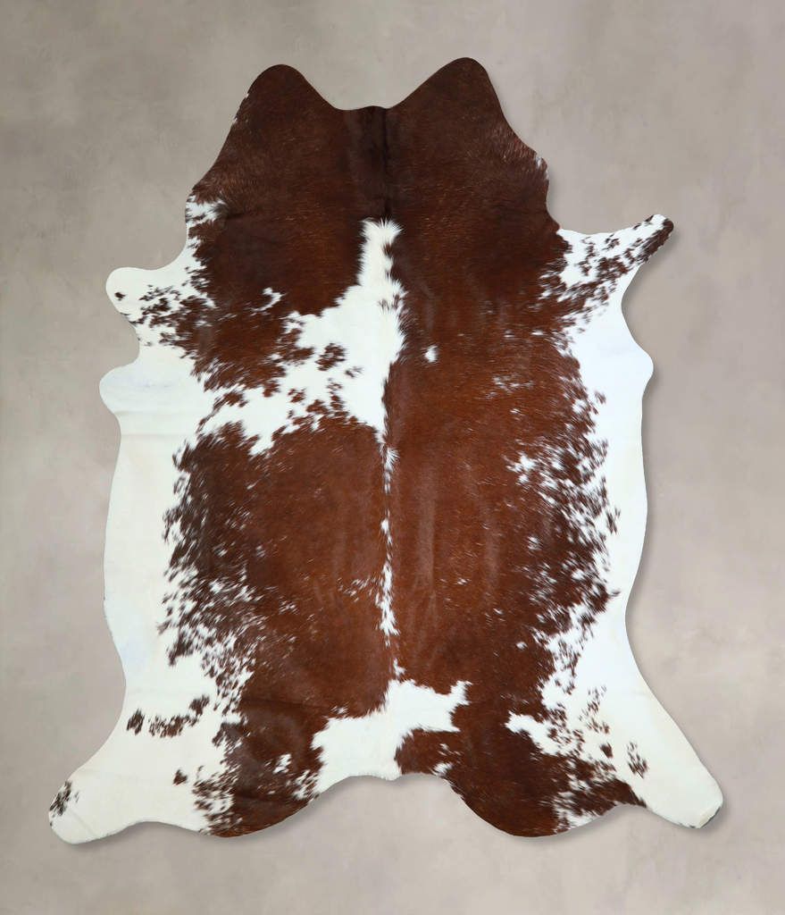 Brown and White XX-Large Brazilian Cowhide Rug 8'0"H x 7'3"W #A42908 by Hudson Hides