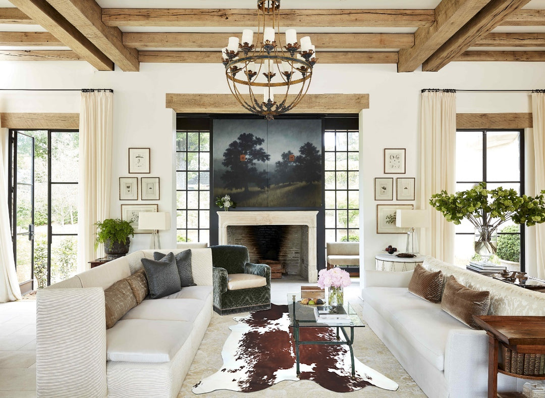 Brown and White XX-Large Brazilian Cowhide Rug 8'0"H x 7'3"W #A42908 b