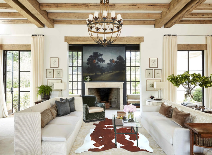 Brown and White X-Large Brazilian Cowhide Rug 7'3"H x 6'5"W #A42909 by Hudson Hides