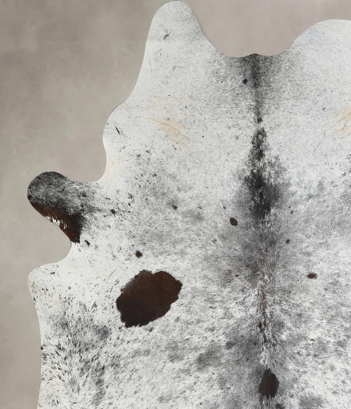 Salt and Pepper Black XX-Large Brazilian Cowhide Rug 7'9"H x 6'11"W #A42915 by Hudson Hides