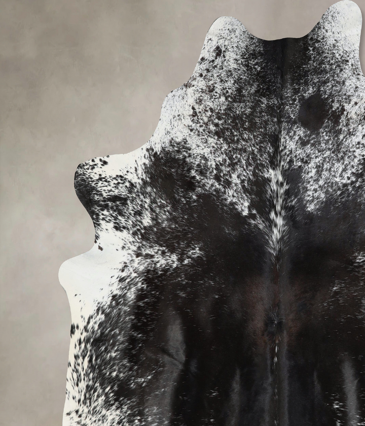 Salt and Pepper Black XX-Large Brazilian Cowhide Rug 7'7"H x 6'7"W #A42916 by Hudson Hides