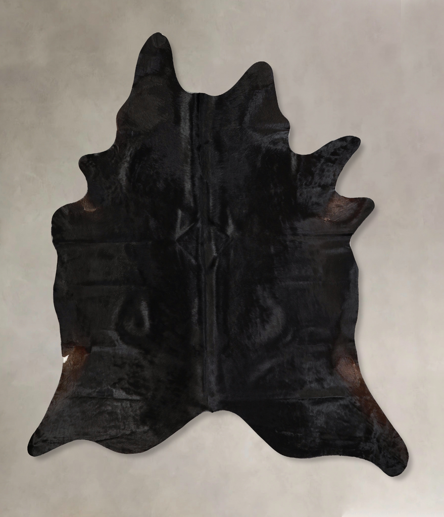 Solid Black X-Large Brazilian Cowhide Rug 7'3"H x 6'6"W #A42940 by Hudson Hides
