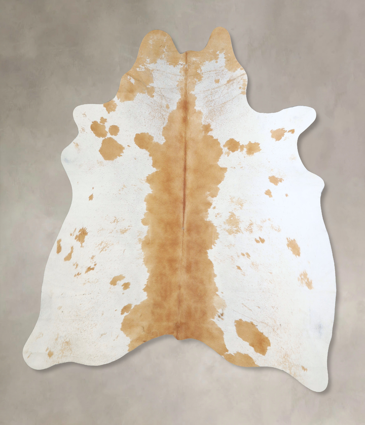 Beige and White X-Large Brazilian Cowhide Rug 6'9"H x 6'4"W #A42941 by Hudson Hides