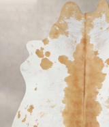 Beige and White X-Large Brazilian Cowhide Rug 6'9"H x 6'4"W #A42941 by Hudson Hides