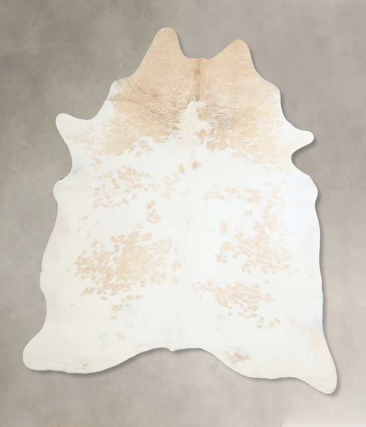 Beige and White X-Large Brazilian Cowhide Rug 6'10"H x 6'0"W #A42943 by Hudson Hides