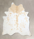 Beige and White X-Large Brazilian Cowhide Rug 6'9"H x 6'1"W #A42944 by Hudson Hides