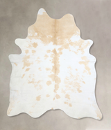 Beige and White X-Large Brazilian Cowhide Rug 6'9"H x 6'1"W #A42944 by Hudson Hides
