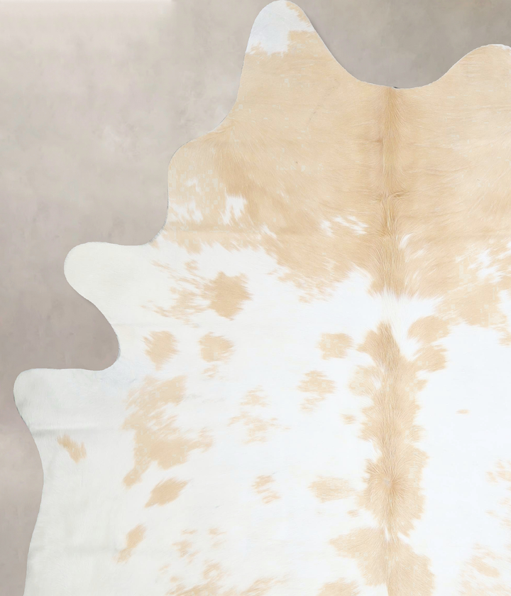Beige and White X-Large Brazilian Cowhide Rug 6'9"H x 6'1"W #A42944 by Hudson Hides