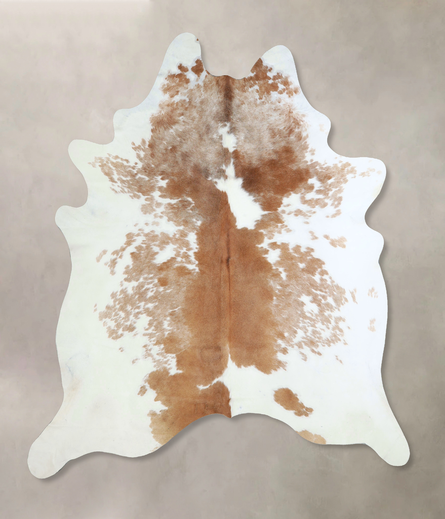 Beige and White XX-Large Brazilian Cowhide Rug 7'7"H x 6'8"W #A42946 by Hudson Hides