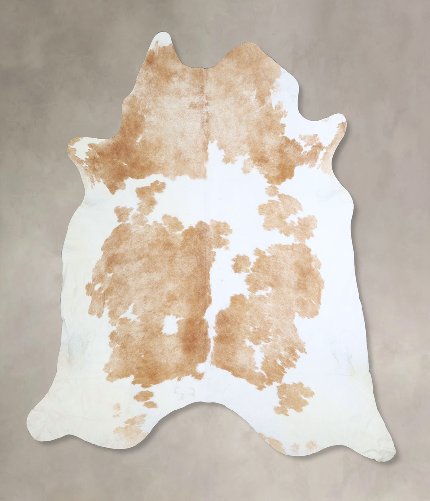 Beige and White XX-Large Brazilian Cowhide Rug 7'9"H x 7'5"W #A42948 by Hudson Hides