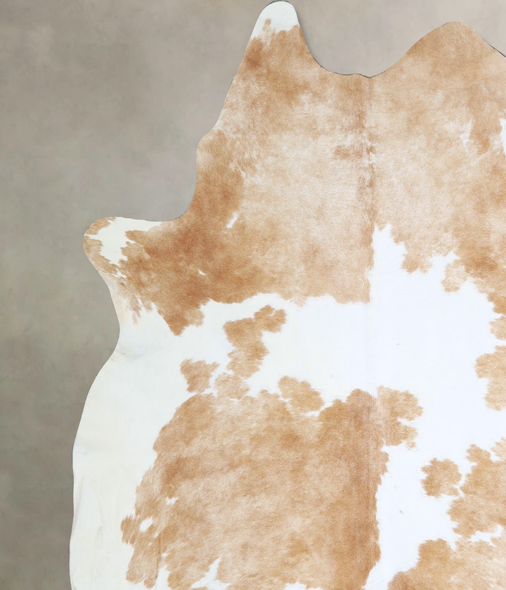 Beige and White XX-Large Brazilian Cowhide Rug 7'9"H x 7'5"W #A42948 by Hudson Hides