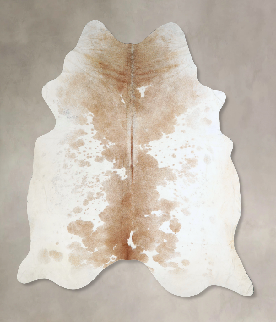 Beige and White XX-Large Brazilian Cowhide Rug 8'2"H x 7'4"W #A42949 by Hudson Hides