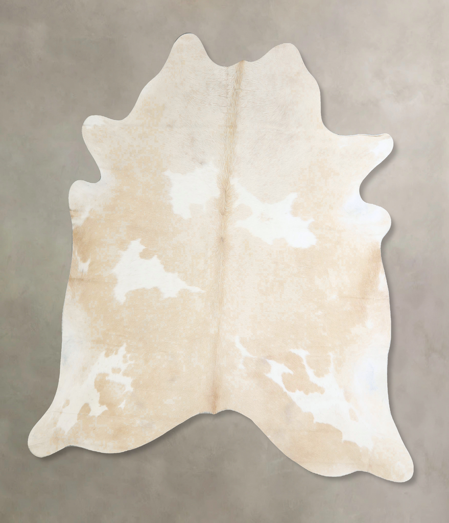 Beige and White X-Large Brazilian Cowhide Rug 6'6"H x 6'2"W #A42951 by Hudson Hides